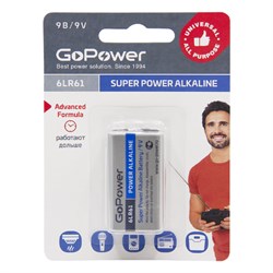 GoPower Super 6LR61 9В Power Alkaline — элемент питания Крона , щелочной