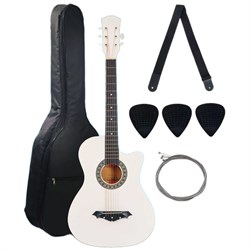 Комплект Jordani JD3810 WH (акустическая гитара, медиаторы, чехол, ремень, струны)