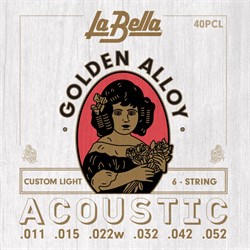 40PCL Golden Alloy Комплект струн для акустической гитары, бронза 80/20, 11-52, La Bella