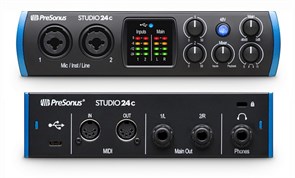 PreSonus Studio 24C — аудио/MIDI интерфейс, USB-C 2.0, 2 вх/2 вых канала, предусилители XMAX, Пресонус