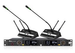 QAS NX960G - Двухканальная радиосистема true-diversity с рэковым приемником и микрофонами типа ''гусиная шея'', 520–560 МГц, 200 каналов